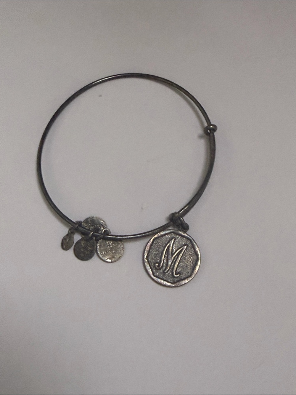 Alex and Ani Silver-Tone 'M' Monogram Charm Bangle